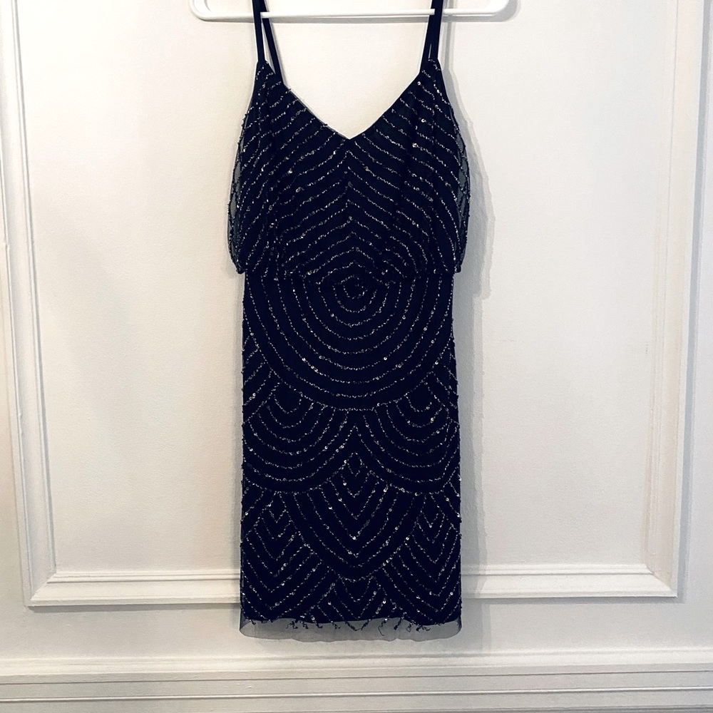 Beaded cocktail dress navy